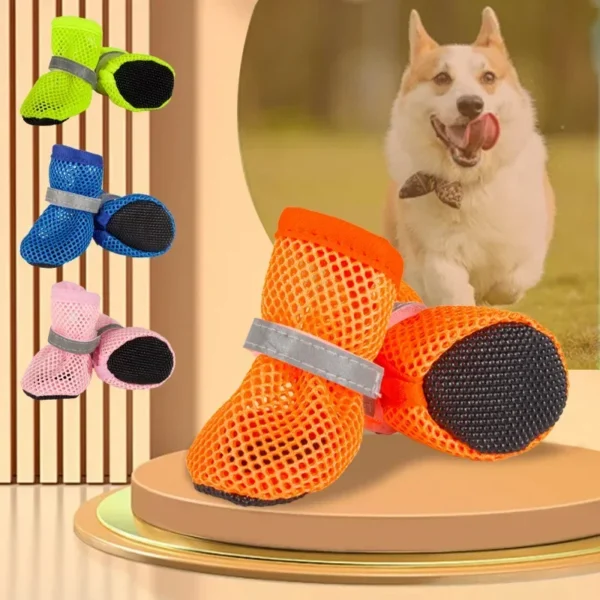 4pc mesh Dog Shoes for Small & Medium Dogs- Breathable & Non-Slip Soles