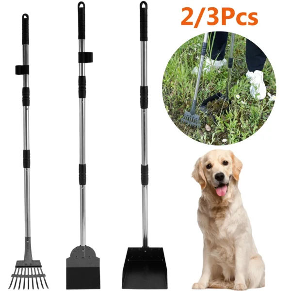 2/3Pcs Pet Pooper Scooper Set with Long Handle